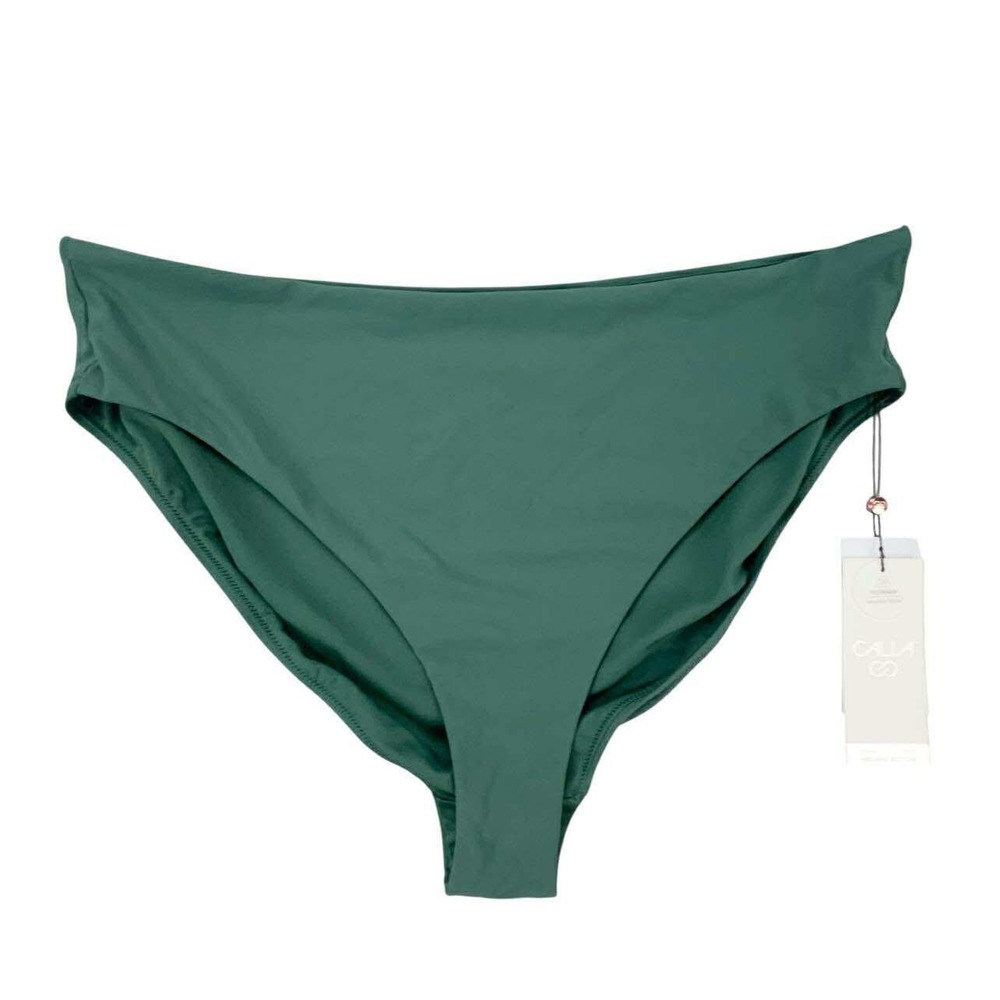 CALLIA Womens XL Swim Bottom Mid-Rise Cheeky Rich‎ Cacti Green Recycled NWT